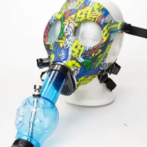 Full face graphic Silicone Gas Mask with acrylic bong