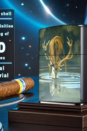 2D Deer Drinking Water in Forest Aluminum Lighter Shell