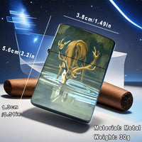2D Deer Drinking Water in Forest Aluminum Lighter Shell, 2D Deer Drinking Water in Forest Aluminum Lighter Shell,