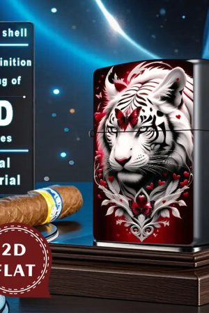2D Flat White Tiger Retro Fashion Lighter Shell