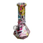 6” Graffiti Skull Prism Hex Bong Series, 6” Graffiti Skull Prism Hex Bong Series
