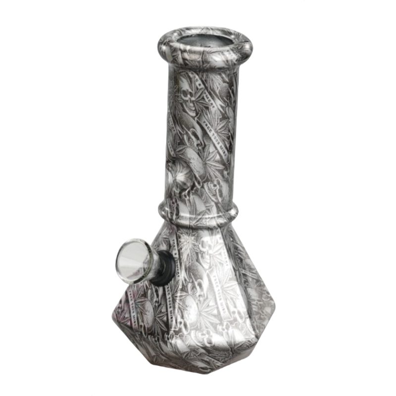 6” Skull Emblem Prism Hex Bong Series 6” Skull Emblem Prism Hex Bong Series