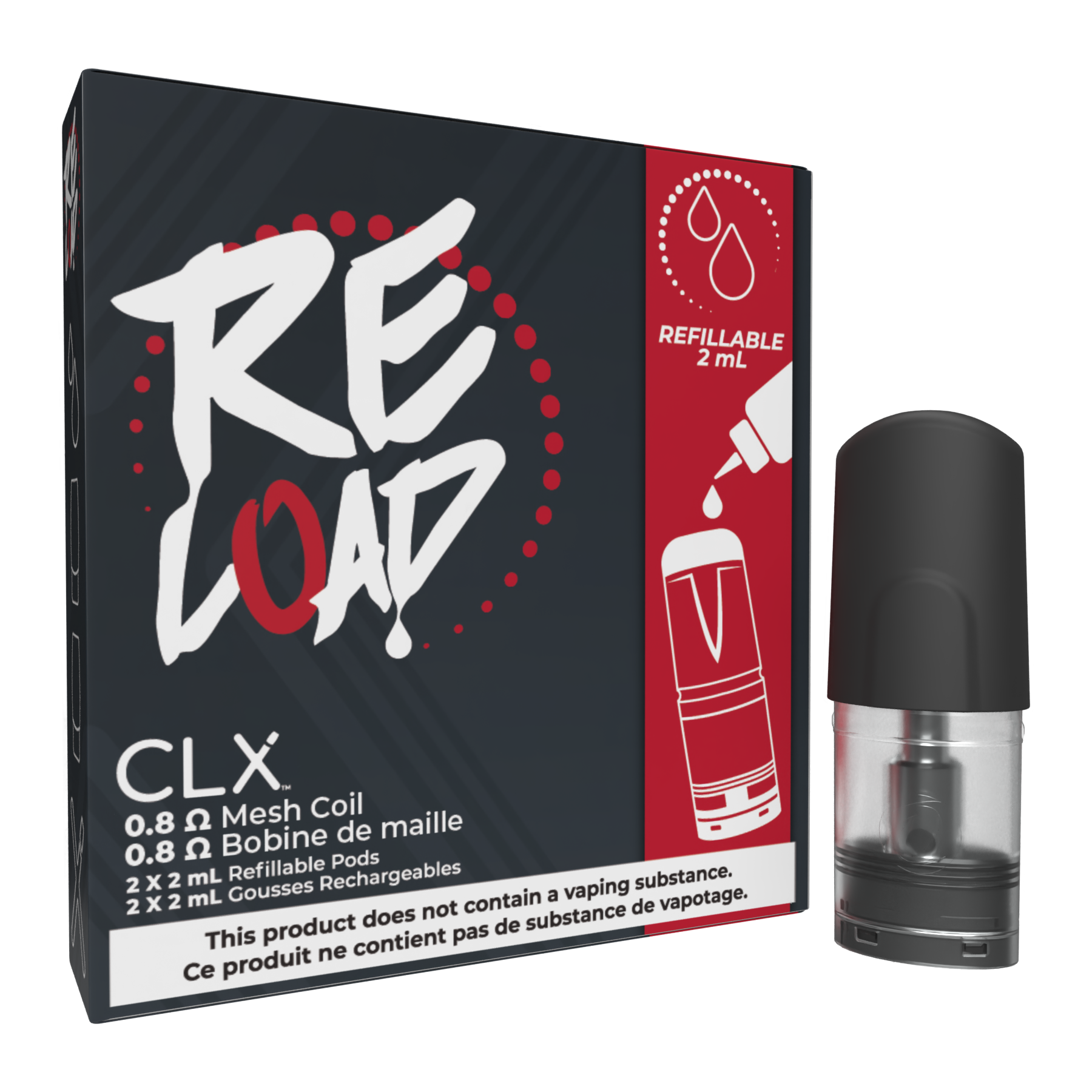 CLX STLTH Re Load Compatible Refillable Pods 2 Pcs 0.8ohm 2ml