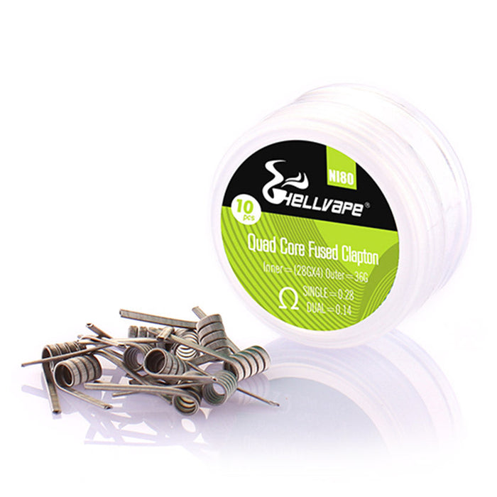 Hellvape Ni80 Fused Clapton Pre-built Coils MTL, Dual, Triple & Quad, 4 Hellvape Ni80 Fused Clapton Pre-built Coils MTL, Dual, Triple & Quad,