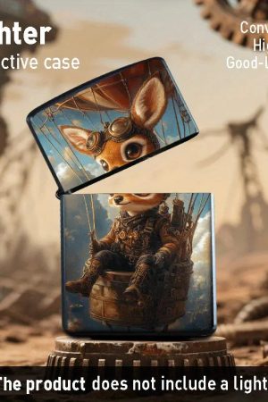 Steampunk Bunny & Gears Art Metal Lighter Shell