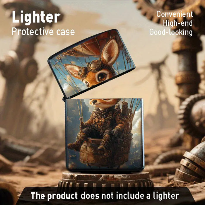 Steampunk Bunny & Gears Art Metal Lighter Shell,